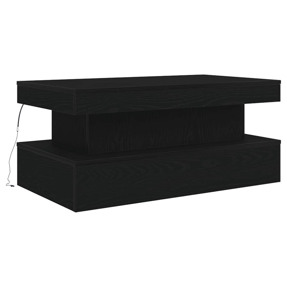 Produktbild för Soffbord med LED svart ek 90x50x40 cm