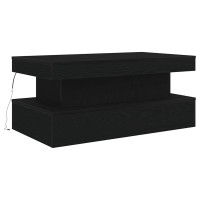 Produktbild för Soffbord med LED svart ek 90x50x40 cm