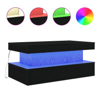 Produktbild för Soffbord med LED svart ek 90x50x40 cm