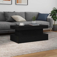 Produktbild för Soffbord med LED svart ek 90x50x40 cm