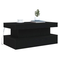 Produktbild för Soffbord med LED svart ek 90x50x40 cm