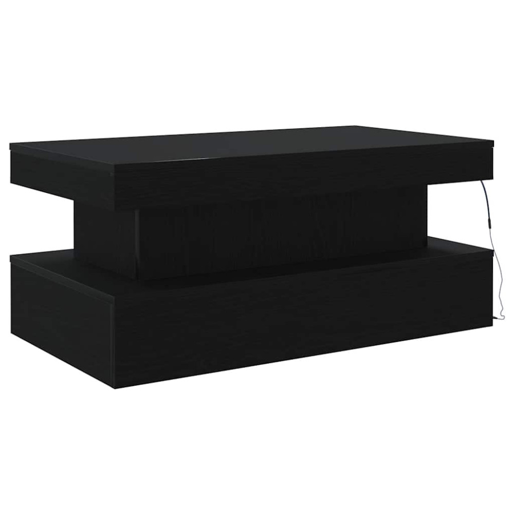 Produktbild för Soffbord med LED svart ek 90x50x40 cm