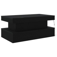 Produktbild för Soffbord med LED svart ek 90x50x40 cm