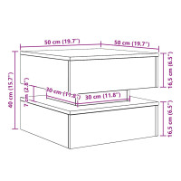 Produktbild för Soffbord med LED svart ek 50x50x40 cm