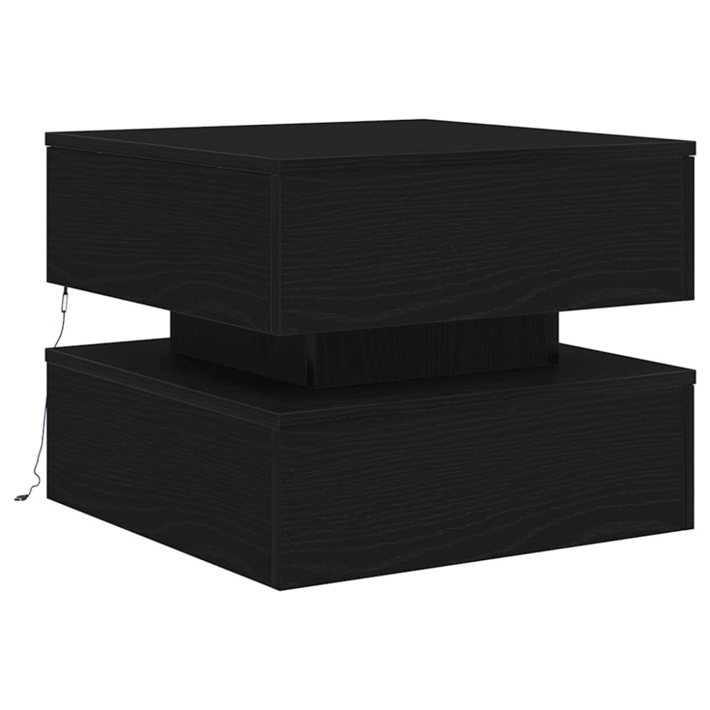 Produktbild för Soffbord med LED svart ek 50x50x40 cm