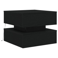 Produktbild för Soffbord med LED svart ek 50x50x40 cm