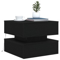 Produktbild för Soffbord med LED svart ek 50x50x40 cm