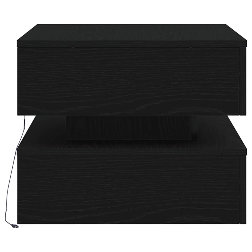 Produktbild för Soffbord med LED svart ek 50x50x40 cm