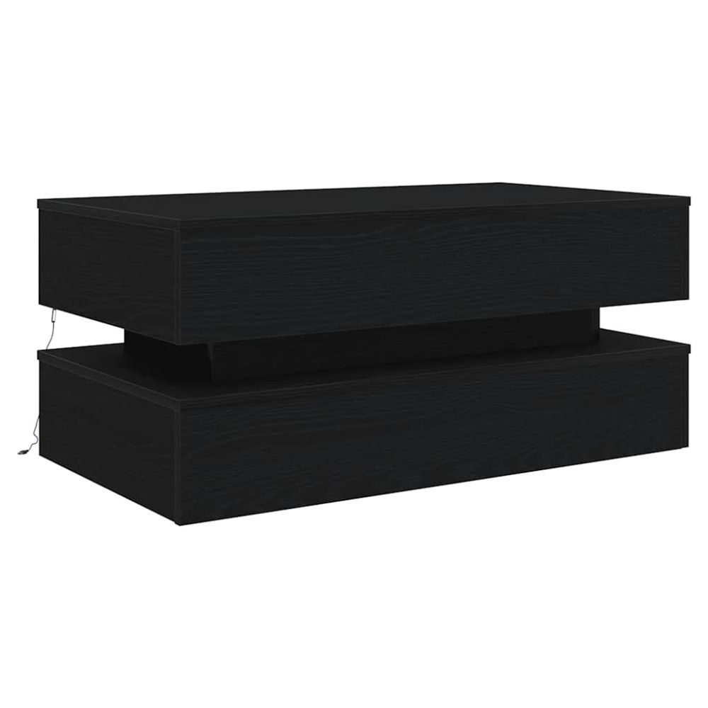 Produktbild för Soffbord med LED svart ek 90x50x40 cm