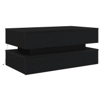 Produktbild för Soffbord med LED svart ek 90x50x40 cm