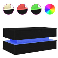 Produktbild för Soffbord med LED svart ek 90x50x40 cm