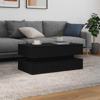 Produktbild för Soffbord med LED svart ek 90x50x40 cm