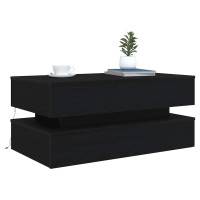 Produktbild för Soffbord med LED svart ek 90x50x40 cm