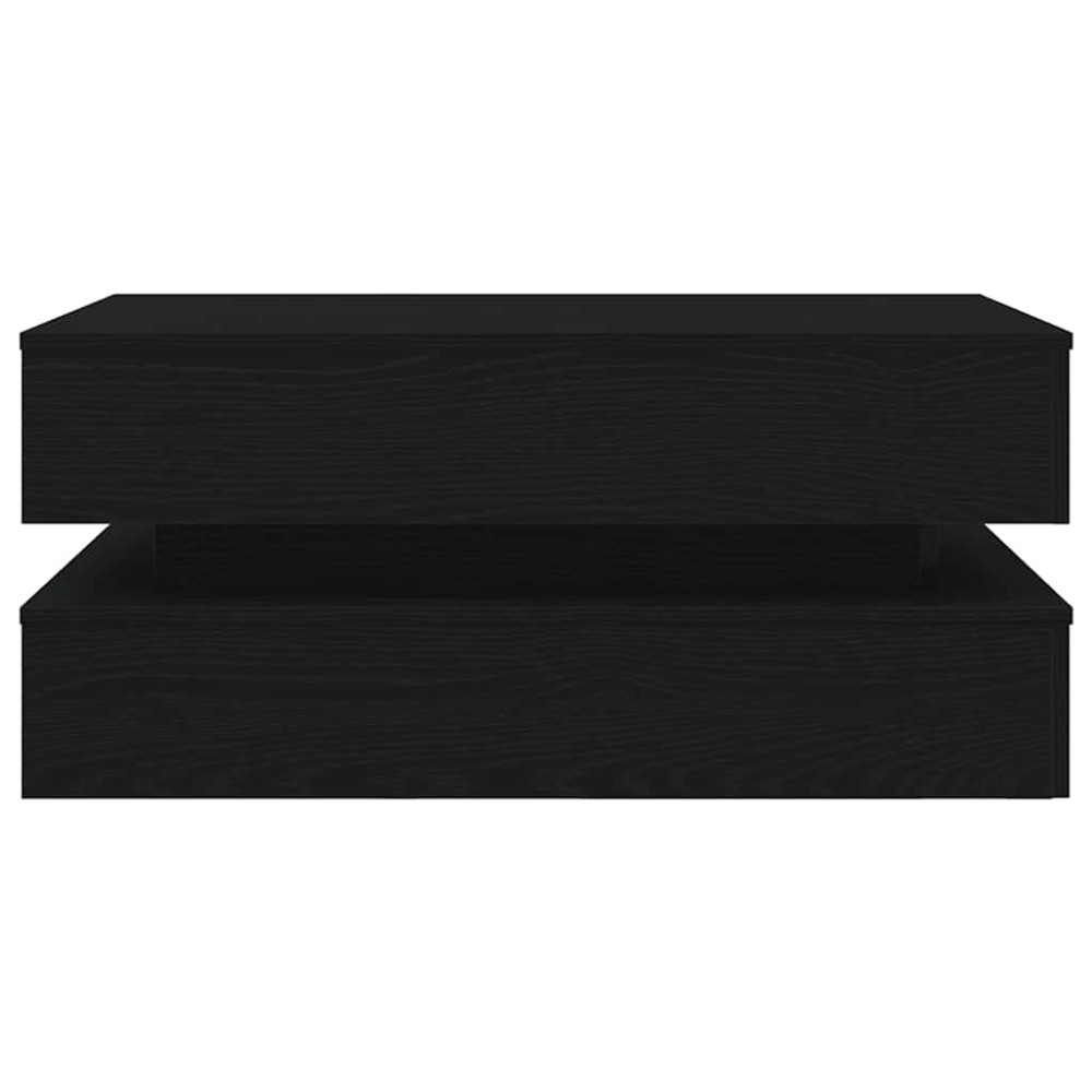 Produktbild för Soffbord med LED svart ek 90x50x40 cm