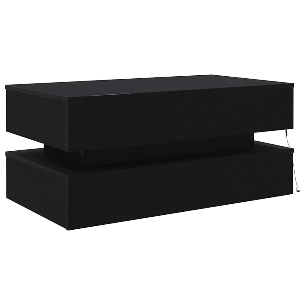 Produktbild för Soffbord med LED svart ek 90x50x40 cm