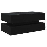 Produktbild för Soffbord med LED svart ek 90x50x40 cm