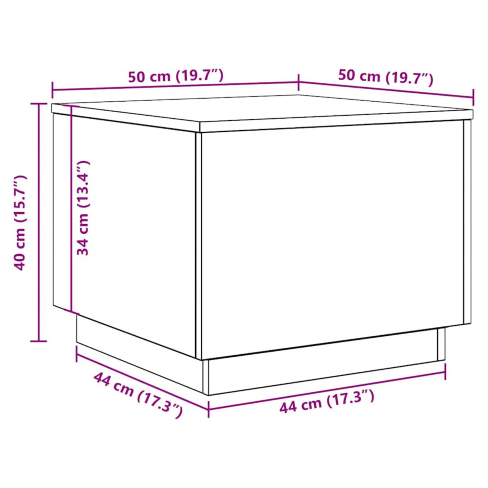 Produktbild för Soffbord med LED svart ek 50x50x40 cm