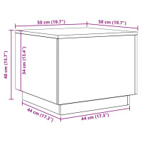 Produktbild för Soffbord med LED svart ek 50x50x40 cm
