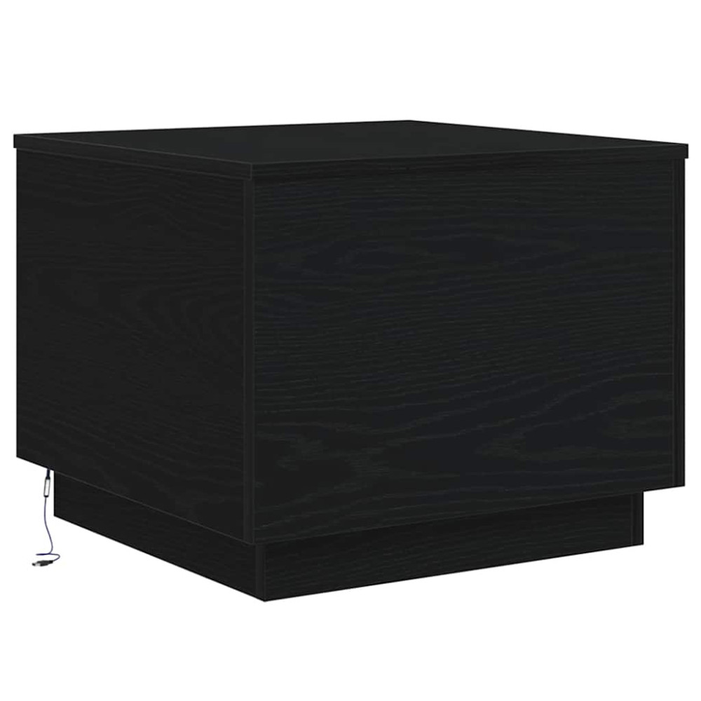 Produktbild för Soffbord med LED svart ek 50x50x40 cm