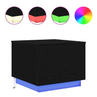 Produktbild för Soffbord med LED svart ek 50x50x40 cm