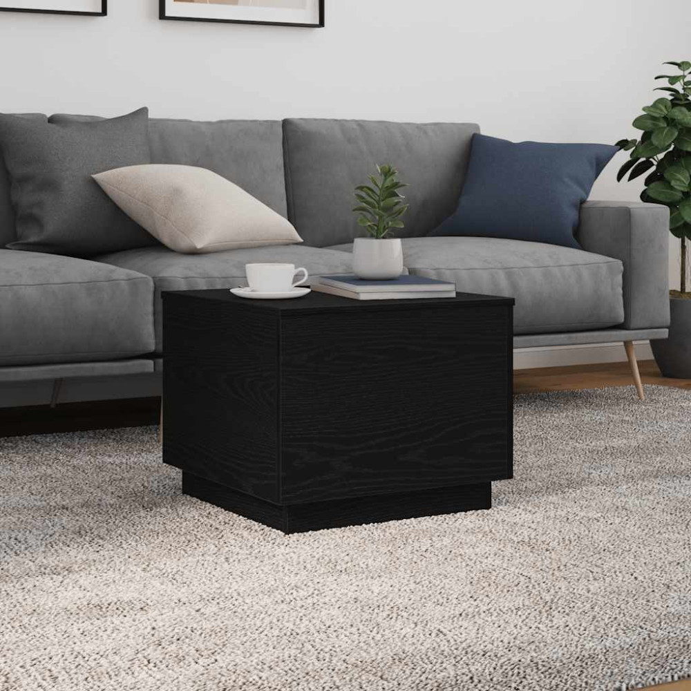 Produktbild för Soffbord med LED svart ek 50x50x40 cm