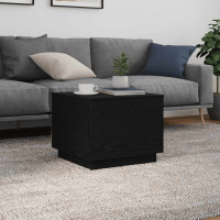 Produktbild för Soffbord med LED svart ek 50x50x40 cm