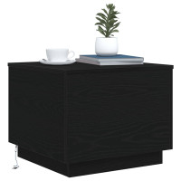 Produktbild för Soffbord med LED svart ek 50x50x40 cm
