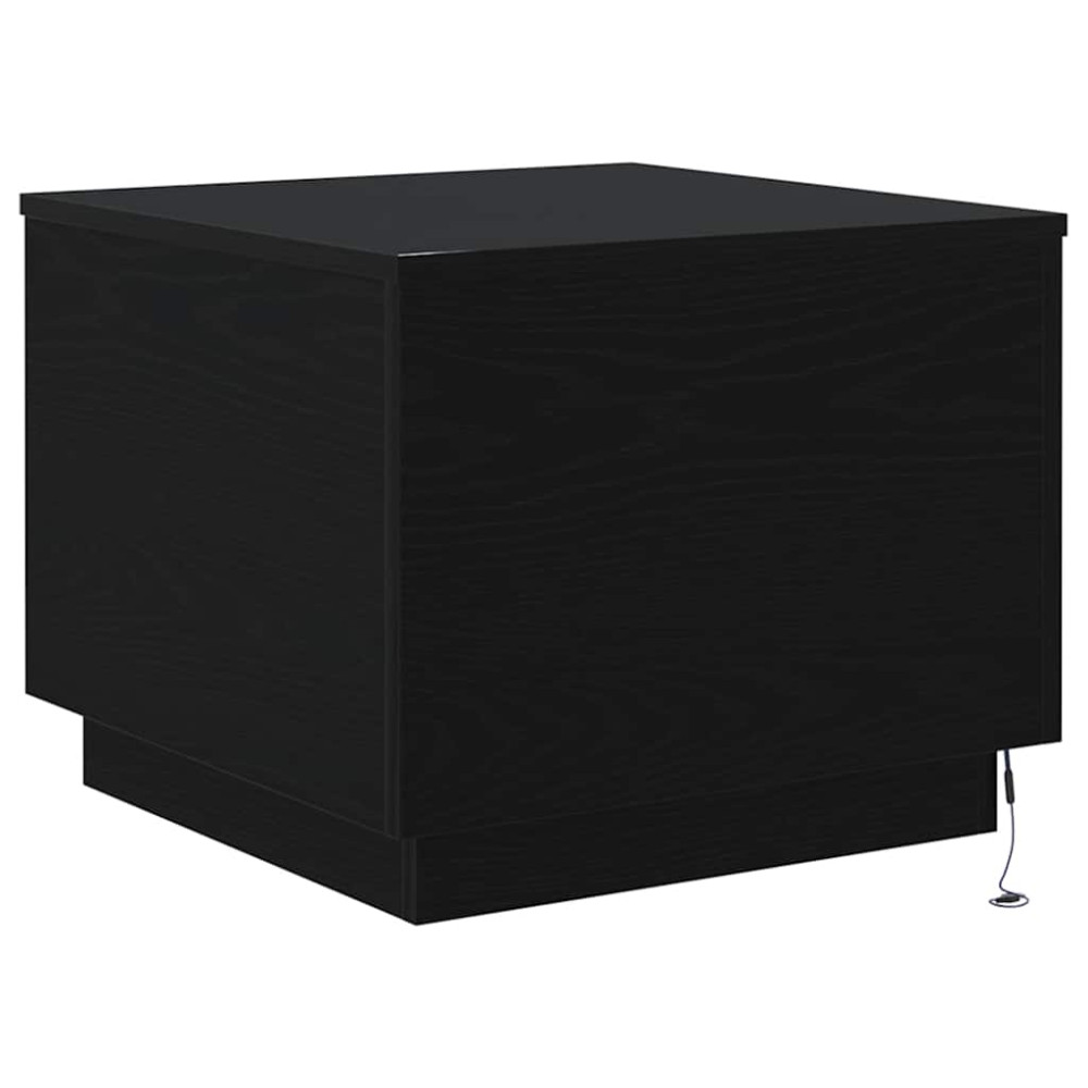 Produktbild för Soffbord med LED svart ek 50x50x40 cm