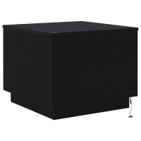 Produktbild för Soffbord med LED svart ek 50x50x40 cm