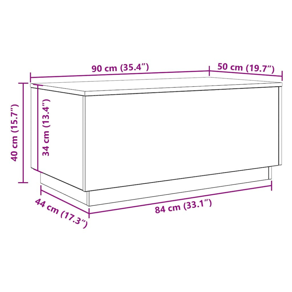 Produktbild för Soffbord med LED svart ek 90x50x40 cm