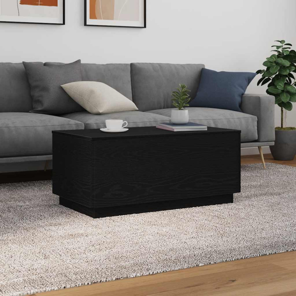 Produktbild för Soffbord med LED svart ek 90x50x40 cm