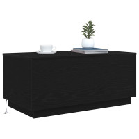Produktbild för Soffbord med LED svart ek 90x50x40 cm
