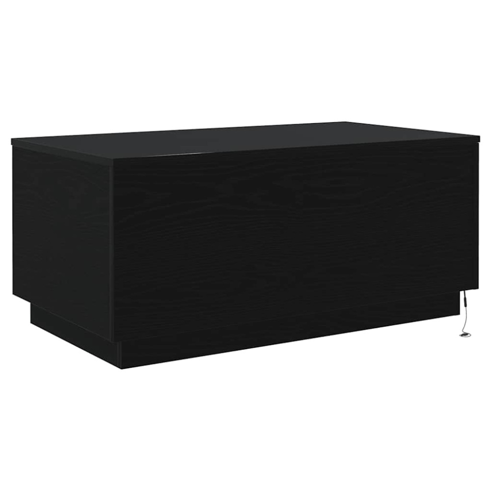 Produktbild för Soffbord med LED svart ek 90x50x40 cm
