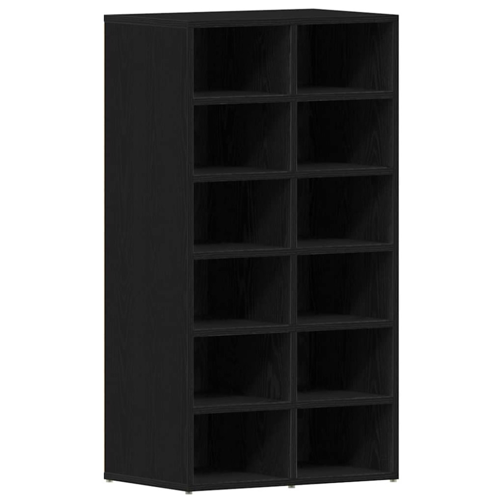 Produktbild för Skohylla rökfärgad svart ek 54x34x100,5 cm konstruerat trä