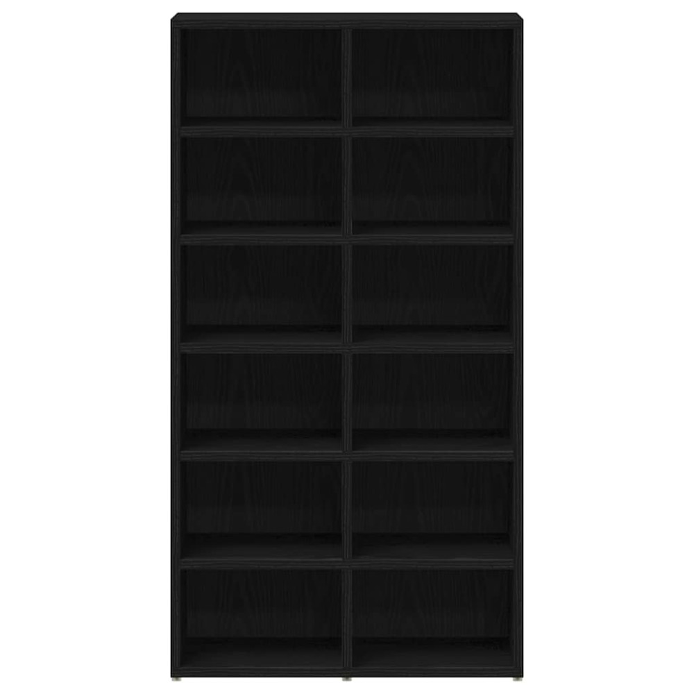 Produktbild för Skohylla rökfärgad svart ek 54x34x100,5 cm konstruerat trä