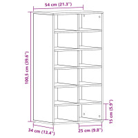 Produktbild för Skohylla rökfärgad svart ek 54x34x100,5 cm konstruerat trä
