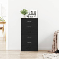 Produktbild för Byrå 6 lådor svart ek 50x34x96 cm konstruerat trä