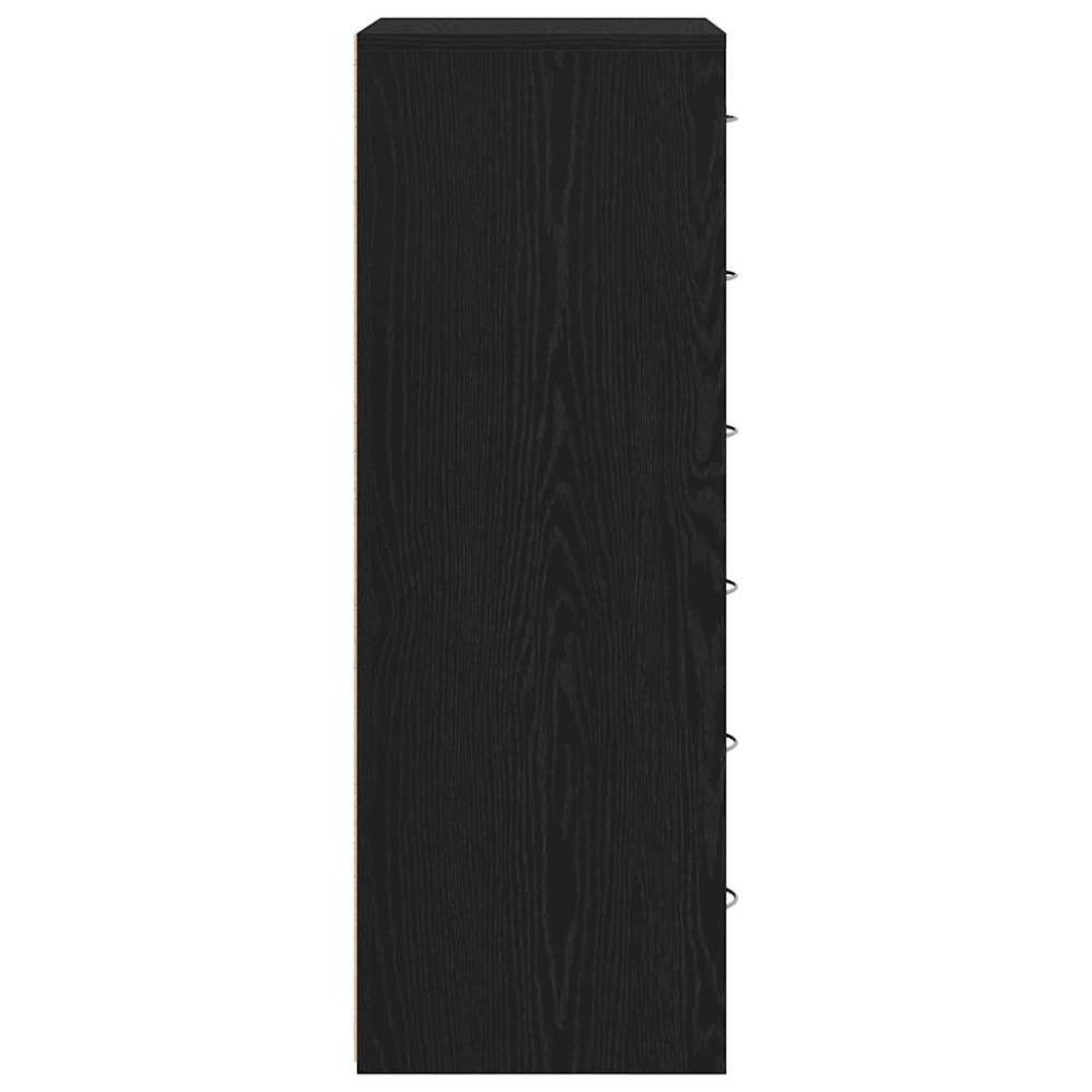 Produktbild för Byrå 6 lådor svart ek 50x34x96 cm konstruerat trä