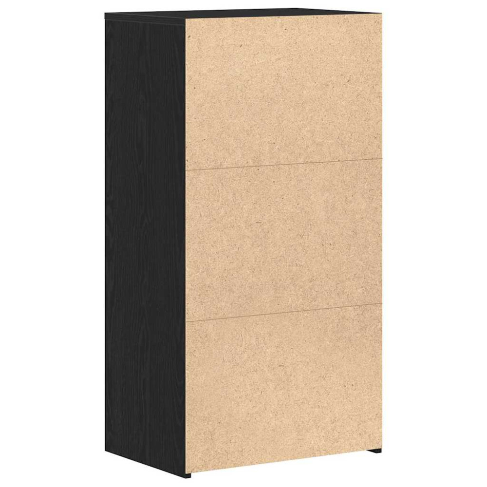 Produktbild för Byrå 6 lådor svart ek 50x34x96 cm konstruerat trä