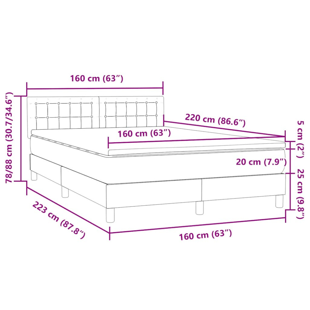 Produktbild för Ramsäng med madrass rosa 160x220 cm sammet