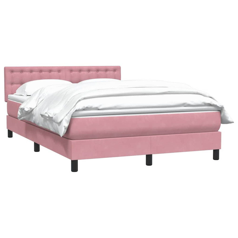 Produktbild för Ramsäng med madrass rosa 160x220 cm sammet