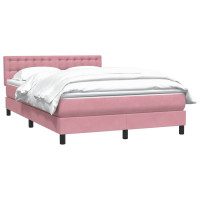 Produktbild för Ramsäng med madrass rosa 160x220 cm sammet
