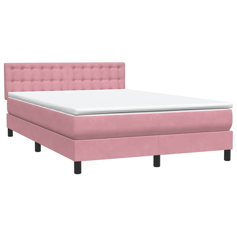 Produktbild för Ramsäng med madrass rosa 160x220 cm sammet