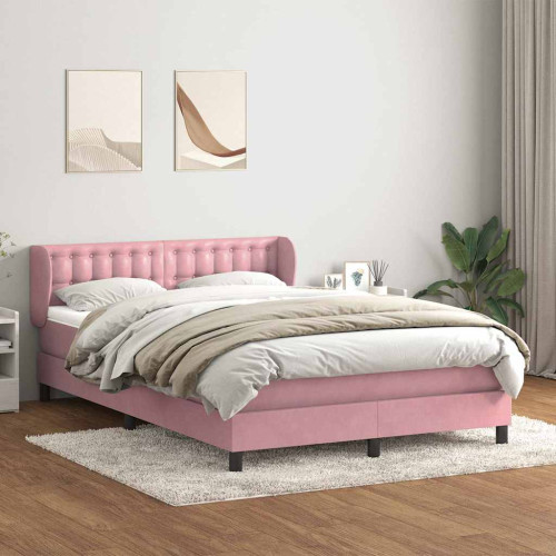 vidaXL Ramsäng med madrass rosa 160x220 cm sammet