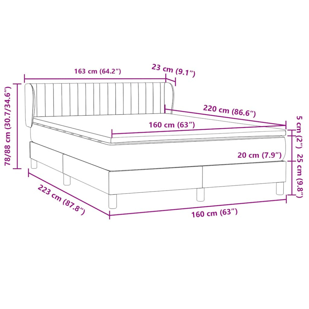 Produktbild för Ramsäng med madrass rosa 160x220 cm sammet