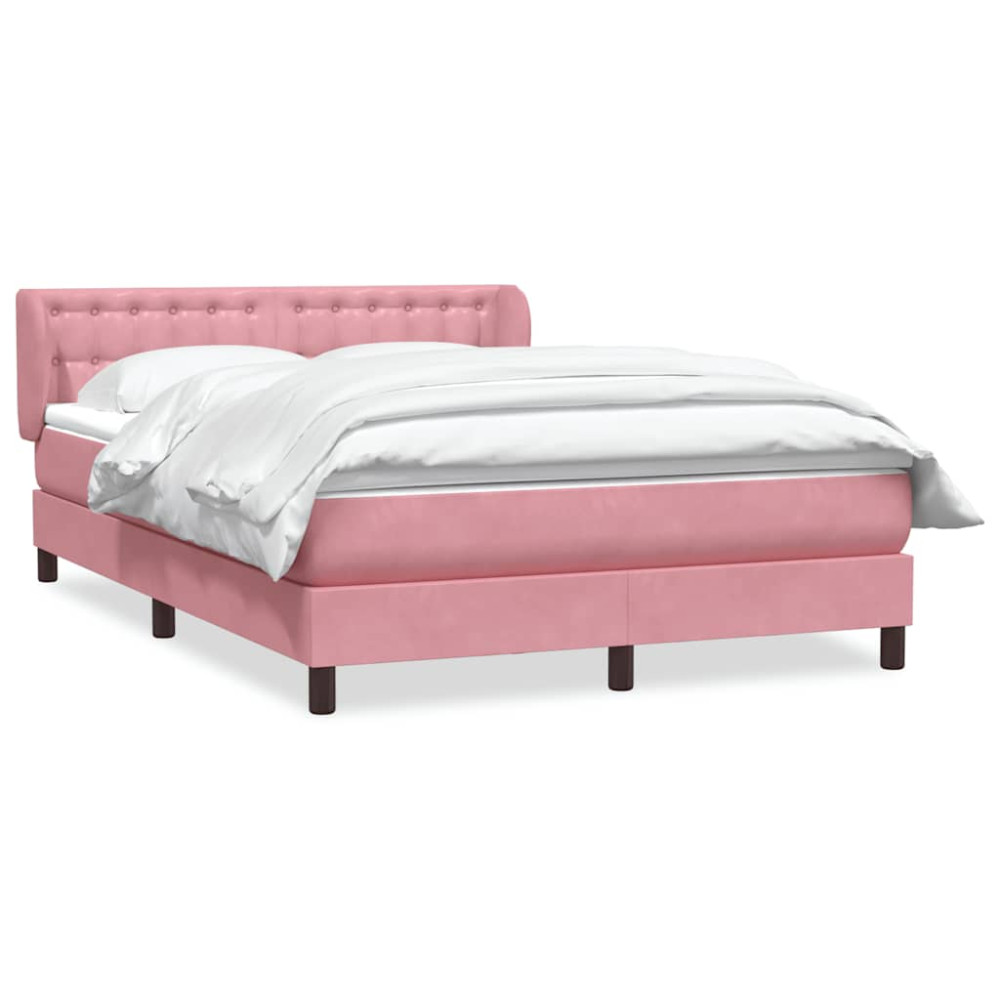 Produktbild för Ramsäng med madrass rosa 160x220 cm sammet