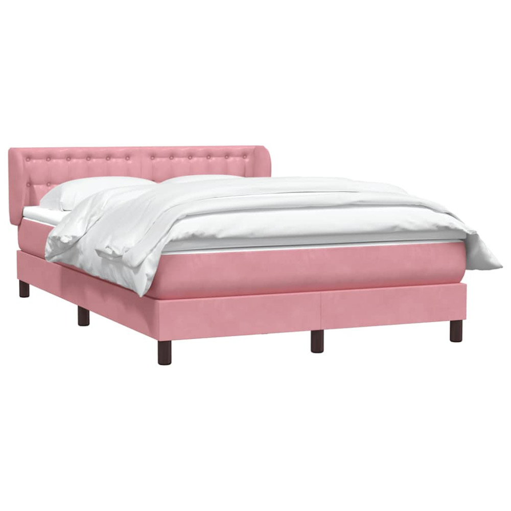 Produktbild för Ramsäng med madrass rosa 160x220 cm sammet