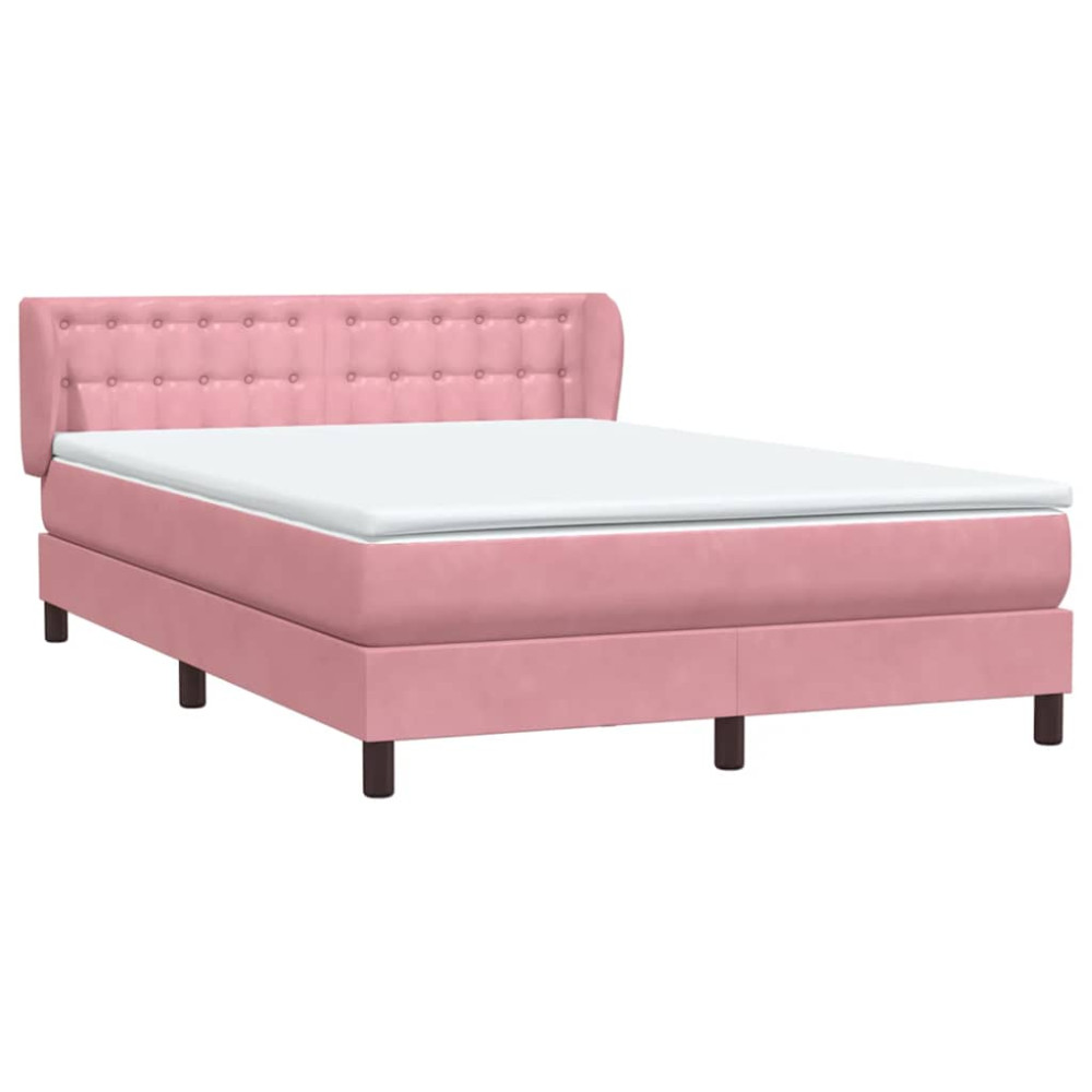 Produktbild för Ramsäng med madrass rosa 160x220 cm sammet