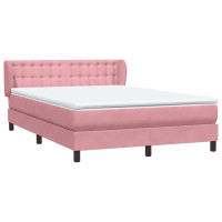 Produktbild för Ramsäng med madrass rosa 160x220 cm sammet