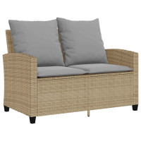 Produktbild för Soffgrupp för trädgården med dynor 6 delar beige konstrotting